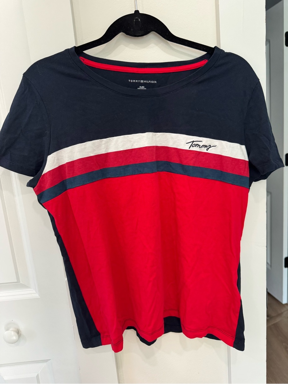 Tommy Hilfiger Navy, Red & White Colorblock Short Sleeve Tee - Picture 4 of 6
